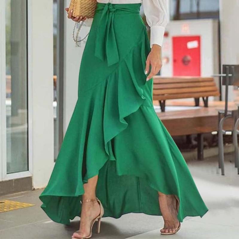 High Waist Irregular Fishtail Lace Skirt
