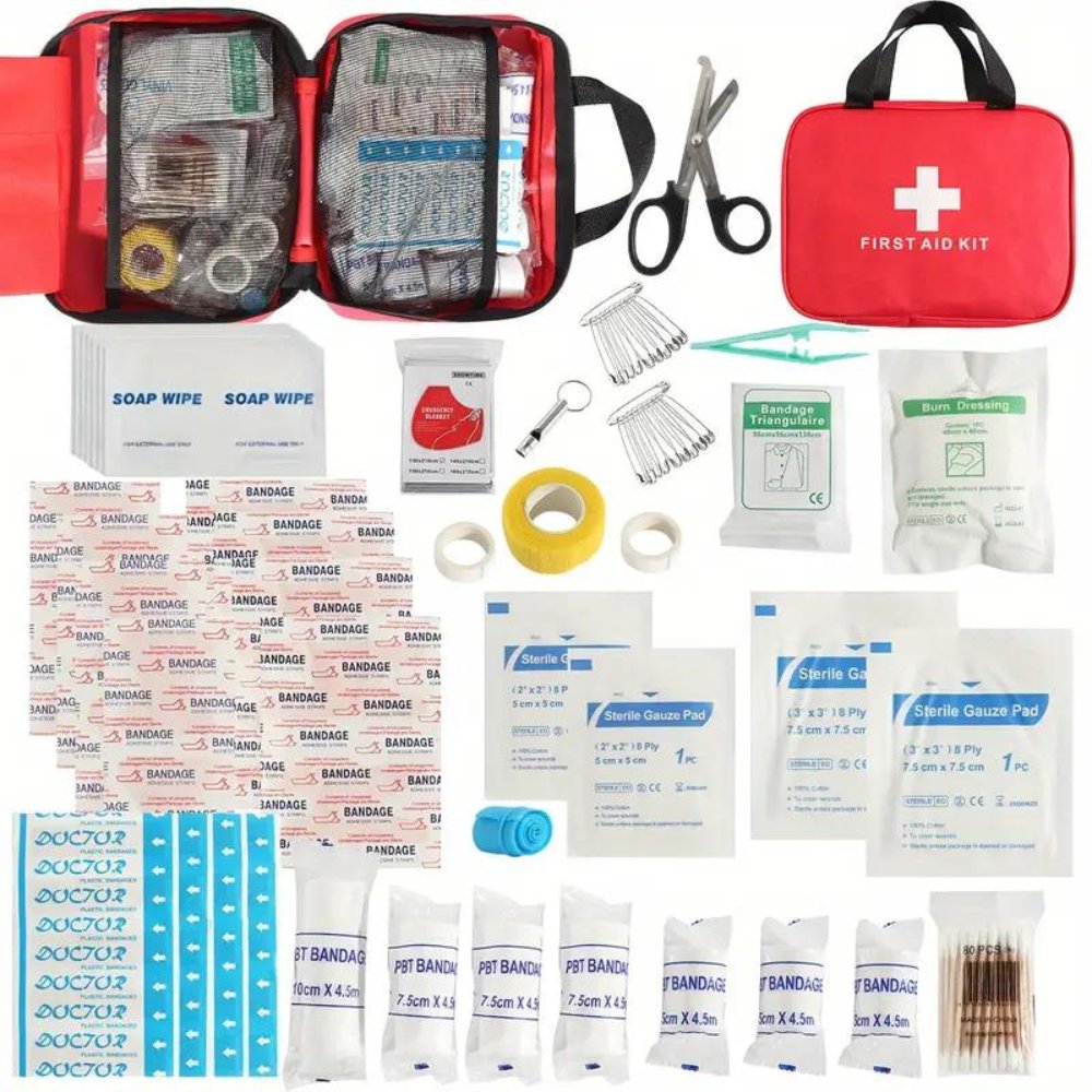 173pcs Large First Aid Kit: Portable Bag For Outdoor 173pcs Large First Aid Kit: Portable Bag For Home & Outdoor, Hiking, Camping And More - Including Emergency Supplies!