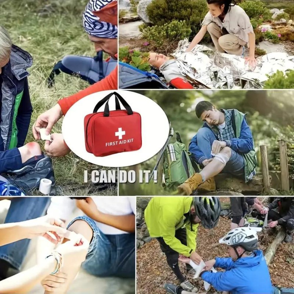 173pcs Large First Aid Kit: Portable Bag For Outdoor 173pcs Large First Aid Kit: Portable Bag For Home & Outdoor, Hiking, Camping And More - Including Emergency Supplies!