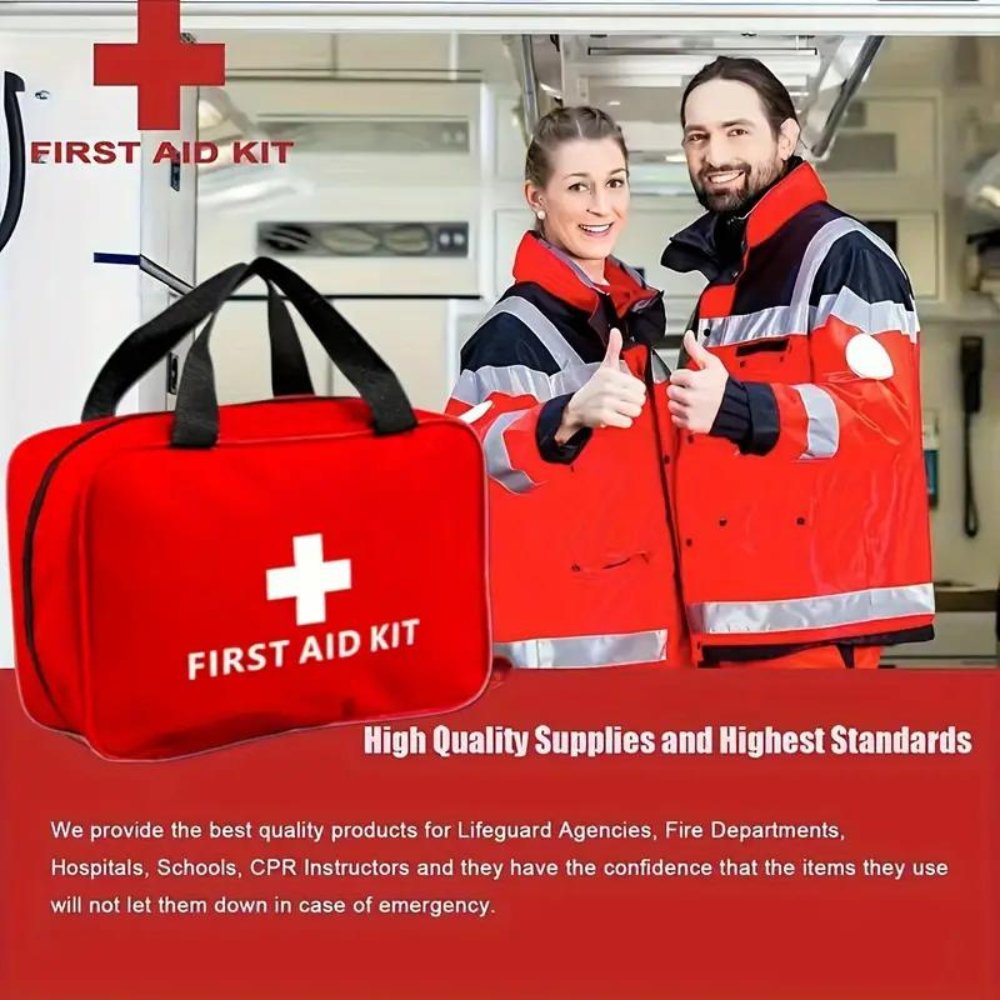 173pcs Large First Aid Kit: Portable Bag For Outdoor 173pcs Large First Aid Kit: Portable Bag For Home & Outdoor, Hiking, Camping And More - Including Emergency Supplies!