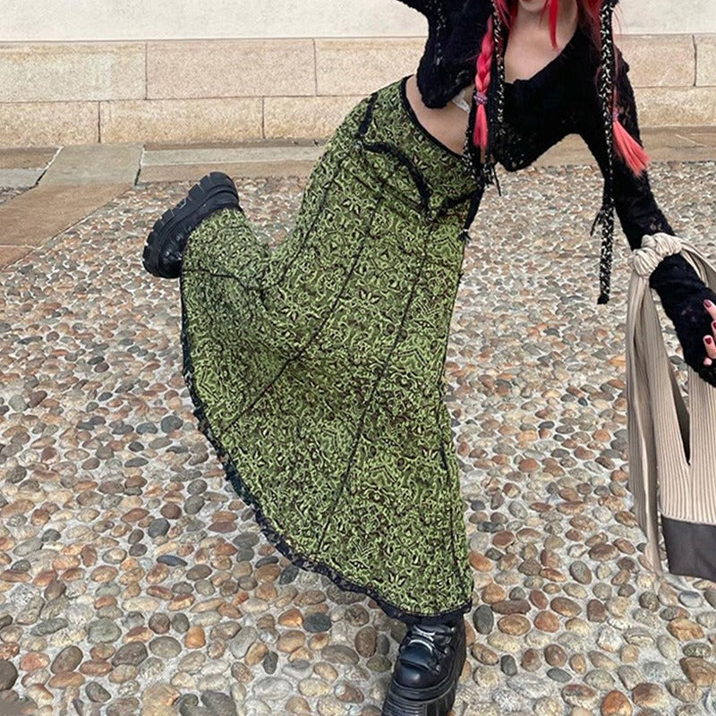 Retro High Waist Lace Fishtail Skirt for Women