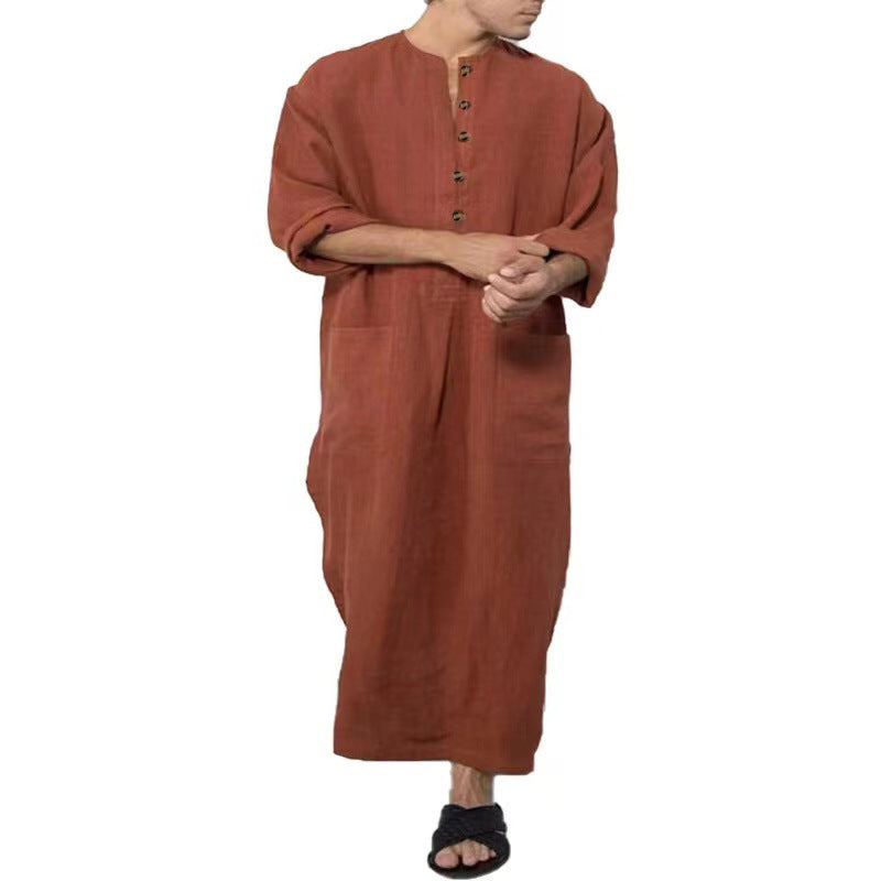 Southeast Asia Muslim Men's Loose Long Sleeve Robe