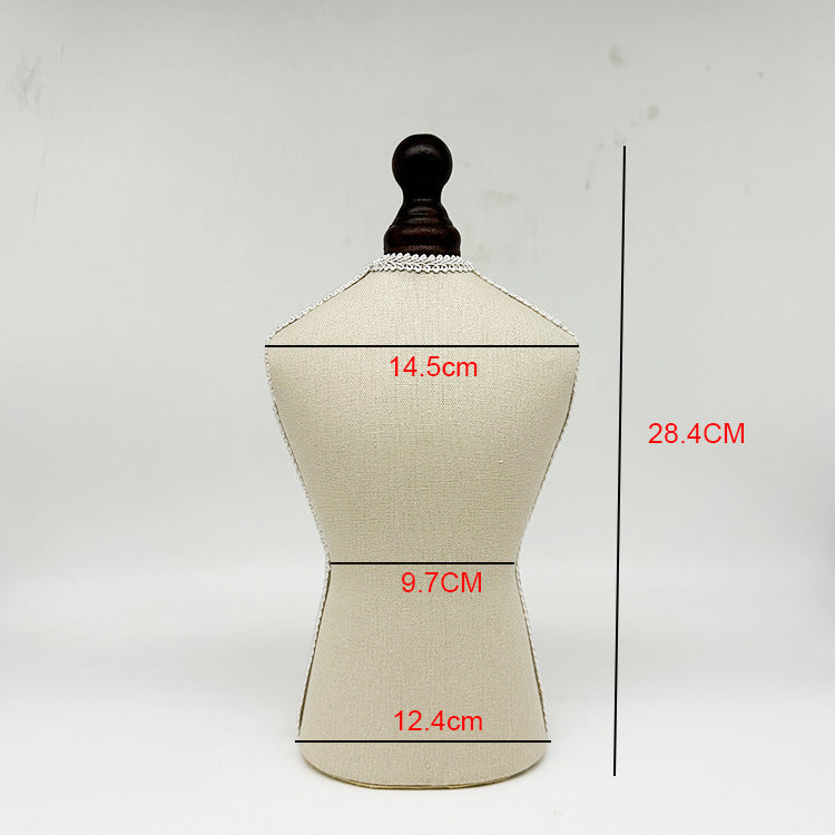 Solid Wood Necklace Display Stand with Burlap (Vintage)